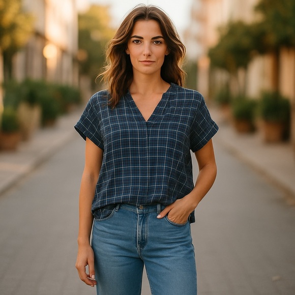 Madewell Tops - Madewell Blue and White Relaxed Button Down Shirt
